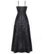 Dark in love Black Gothic Butterfly Embroidery Spaghetti Strap Lace Maxi Dress