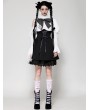 Dark in love Black and White Gothic Distressed Lace Patchwork Short Doll Dress