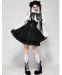 Dark in love Black and White Gothic Distressed Lace Patchwork Short Doll Dress