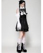 Dark in love Black and White Gothic Distressed Lace Patchwork Short Doll Dress