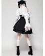 Dark in love Black and White Gothic Distressed Lace Patchwork Short Doll Dress