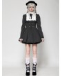 Dark in love Black Gothic Striped Ruffle Lace Trim Scholarly Academy Dress