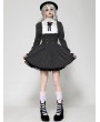 Dark in love Black Gothic Striped Ruffle Lace Trim Scholarly Academy Dress