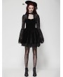 Dark in love Black Gothic Dark Floral Jacquard Velvet Lace Short Dress