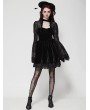 Dark in love Black Gothic Dark Floral Jacquard Velvet Lace Short Dress