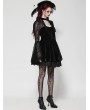 Dark in love Black Gothic Dark Floral Jacquard Velvet Lace Short Dress