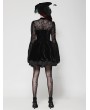 Dark in love Black Gothic Dark Floral Jacquard Velvet Lace Short Dress