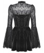 Dark in love Black Gothic Dark Floral Jacquard Velvet Lace Short Dress