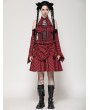 Dark in love Red and Black Plaid Halter Cold Shoulder Gothic Lolita Dress