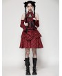 Dark in love Red and Black Plaid Halter Cold Shoulder Gothic Lolita Dress