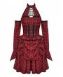 Dark in love Red and Black Plaid Halter Cold Shoulder Gothic Lolita Dress