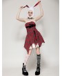 Dark in love Red Christmas Punk Gothic Distressed Asymmetric Plaid Short Dress