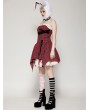 Dark in love Red Christmas Punk Gothic Distressed Asymmetric Plaid Short Dress