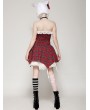 Dark in love Red Christmas Punk Gothic Distressed Asymmetric Plaid Short Dress