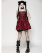 Dark in love Red Plaid Gothic Playful Buckle Decor Punk Rock Party Dress