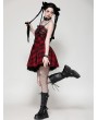 Dark in love Red Plaid Gothic Playful Buckle Decor Punk Rock Party Dress