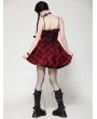 Dark in love Red Plaid Gothic Playful Buckle Decor Punk Rock Party Dress