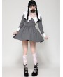 Dark in love Gray and White Gothic Batwing Neck Contrast Stripe Short Dress