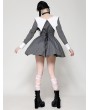 Dark in love Gray and White Gothic Batwing Neck Contrast Stripe Short Dress