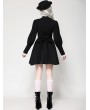 Dark in love Black and White Contrast Gothic Ruffle Neck Puff Sleeve Short Dress