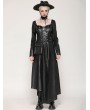 Dark in love Black Gothic Edgy Faux Leather Punk Asymmetrical Slit Long Dress