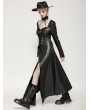 Dark in love Black Gothic Edgy Faux Leather Punk Asymmetrical Slit Long Dress