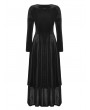 Dark in love Black Gothic Batwing Deep U-Neck Layered Velvet Maxi Dress