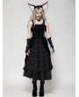 Dark in love Black and Indigo Gothic Lace Trim Lolita Velvet Party Doll Dress