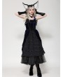 Dark in love Black and Indigo Gothic Lace Trim Lolita Velvet Party Doll Dress