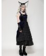 Dark in love Black and Indigo Gothic Lace Trim Lolita Velvet Party Doll Dress