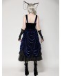 Dark in love Black and Indigo Gothic Lace Trim Lolita Velvet Party Doll Dress