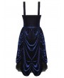 Dark in love Black and Indigo Gothic Lace Trim Lolita Velvet Party Doll Dress