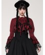 Dark in love Red Inferno Gothic Distressed Lace Splicing Frilly Blouse for Women