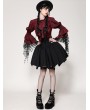 Dark in love Red Inferno Gothic Distressed Lace Splicing Frilly Blouse for Women