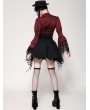 Dark in love Red Inferno Gothic Distressed Lace Splicing Frilly Blouse for Women