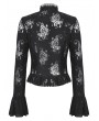 Dark in love Black Gothic Lace Sexy Hollow Cross Button Blouse for Women