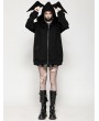 Dark in love Black Gothic Batwing Loose Zip Up Hoodie Cardigan for Women