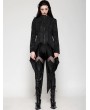 Dark in love Black Vintage Gothic Jacquard Zipper Slit Tailcoat for Women