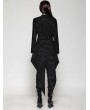 Dark in love Black Vintage Gothic Jacquard Zipper Slit Tailcoat for Women