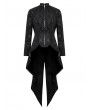 Dark in love Black Vintage Gothic Jacquard Zipper Slit Tailcoat for Women