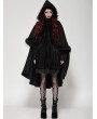 Dark in love Black Gothic Faux Fur Double-Sided Long Hooded Coat for Women