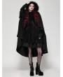 Dark in love Black Gothic Faux Fur Double-Sided Long Hooded Coat for Women