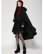 Dark in love Black Gothic Faux Fur Double-Sided Long Hooded Coat for Women