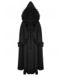 Dark in love Black Gothic Faux Fur Double-Sided Long Hooded Coat for Women