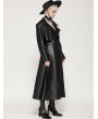 Dark in love Black Gothic Belted Single Breasted Faux Leather Long Coat for Women