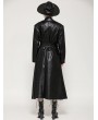 Dark in love Black Gothic Belted Single Breasted Faux Leather Long Coat for Women