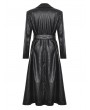 Dark in love Black Gothic Belted Single Breasted Faux Leather Long Coat for Women