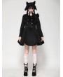 Dark in love Black Gothic Doll Collar Lolita Double-Breasted Wool Coat for Women