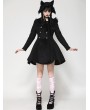 Dark in love Black Gothic Doll Collar Lolita Double-Breasted Wool Coat for Women