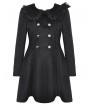 Dark in love Black Gothic Doll Collar Lolita Double-Breasted Wool Coat for Women